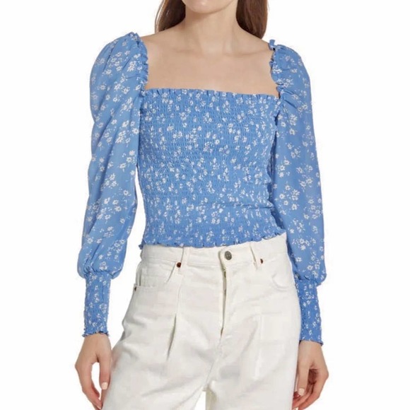 Reformation Tops - Reformation Blue Floral Blouse